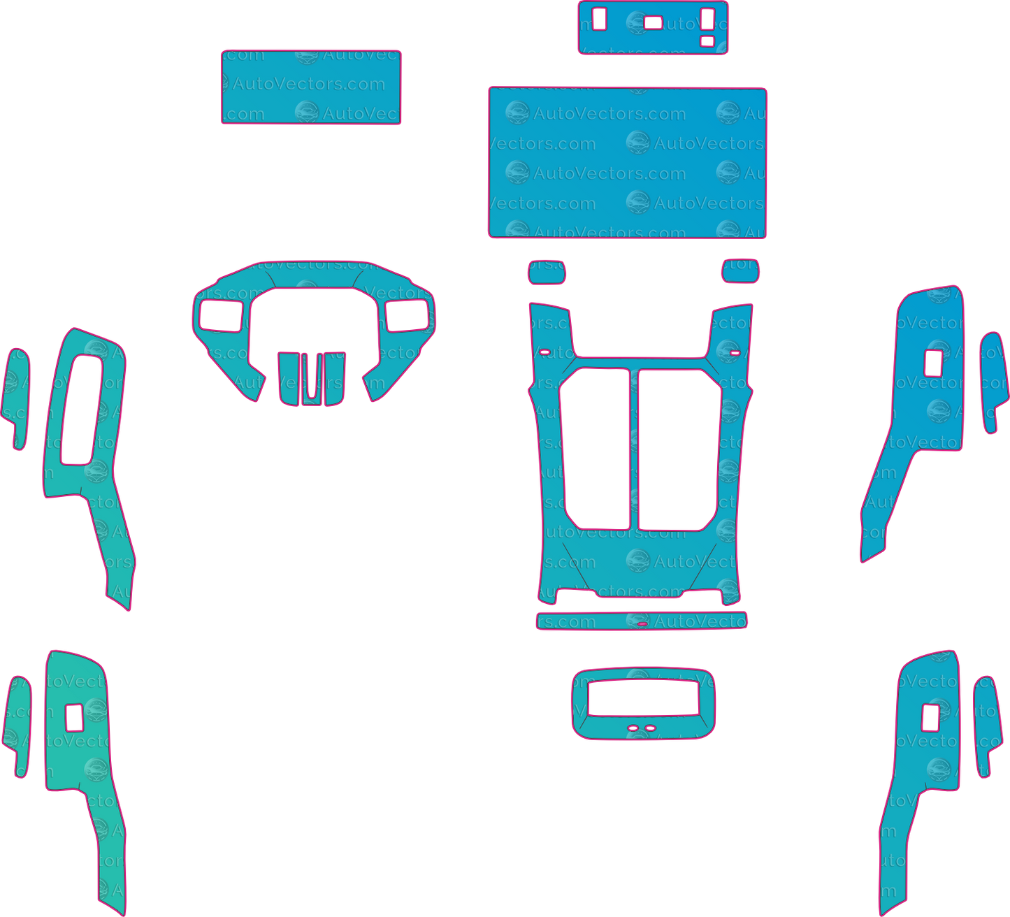 Toyota RAV4 Base (From 2026) SUV Interior – interior pre-cut PPF pattern templates, instant digital download vector cut files (CDR, AI, PDF, SVG)