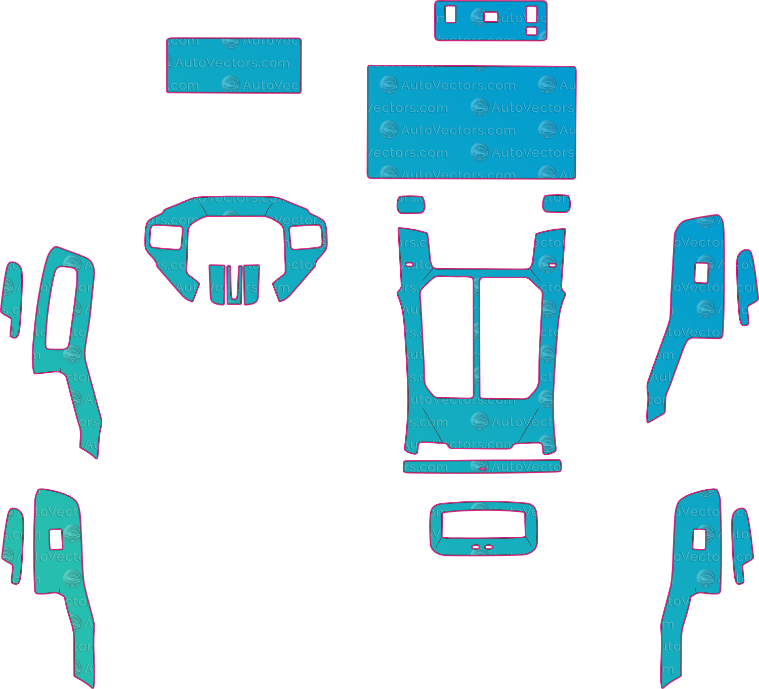 Toyota RAV4 Base (From 2026) SUV Interior – interior pre-cut PPF pattern templates, instant digital download vector cut files (CDR, AI, PDF, SVG)