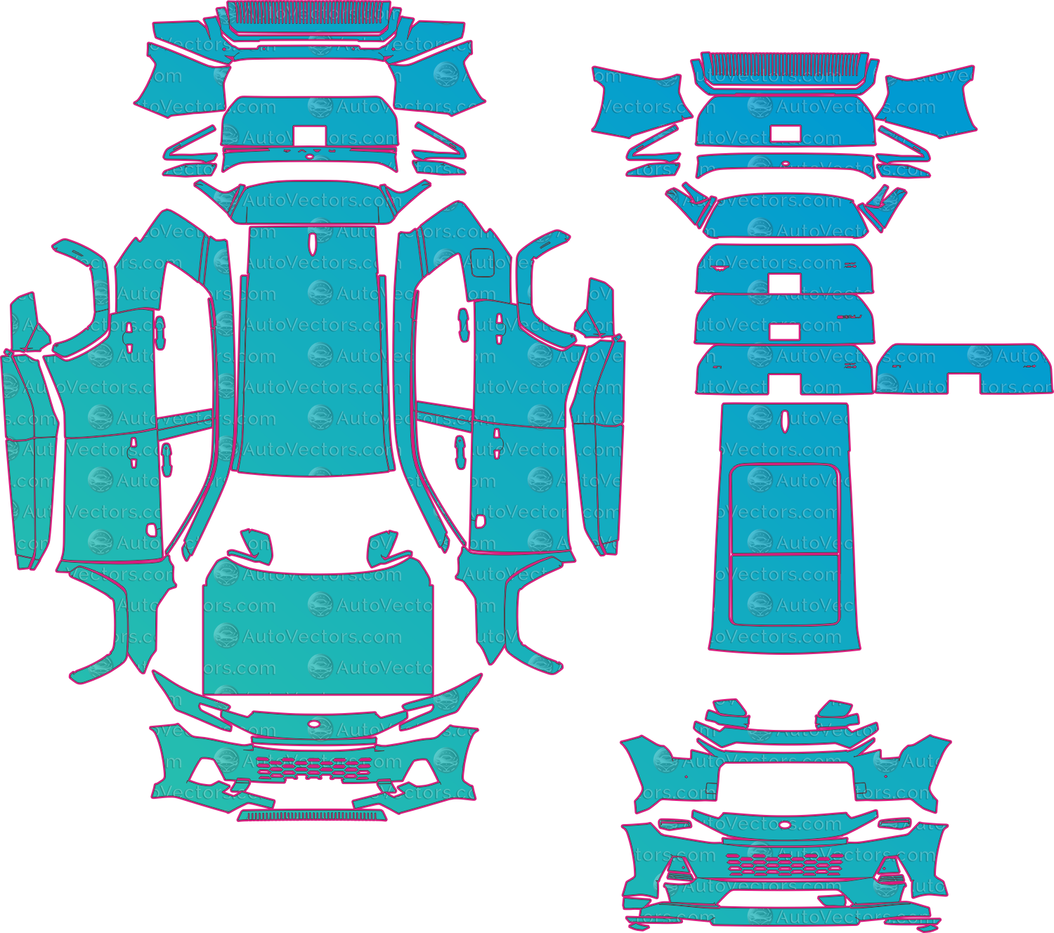 Toyota RAV4 Base (From 2026) SUV Pre-Cut PPF Pattern Templates – pre-cut PPF pattern templates, digital download vector files (CDR, AI, PDF, DXF, SVG)