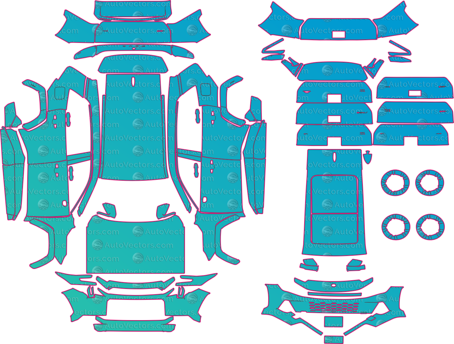 Toyota RAV4 China Version (From 2026) SUV Pre-Cut PPF Pattern Templates – pre-cut PPF pattern templates, digital download vector files (CDR, AI, PDF, DXF, SVG)