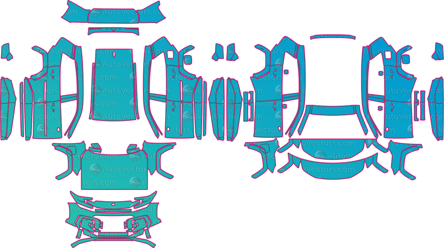 Toyota RAV4 GR Sport - Plug-in Hybrid (From 2026) SUV – pre-cut PPF pattern templates, instant digital download vector cut files (CDR, AI, PDF, SVG)