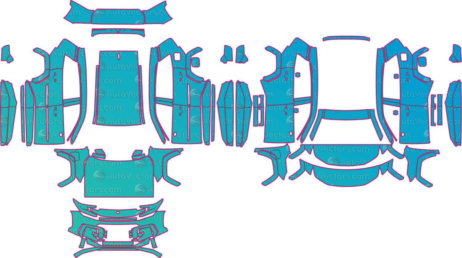 Toyota RAV4 GR Sport - Plug-in Hybrid (From 2026) SUV – pre-cut PPF pattern templates, instant digital download vector cut files (CDR, AI, PDF, SVG)