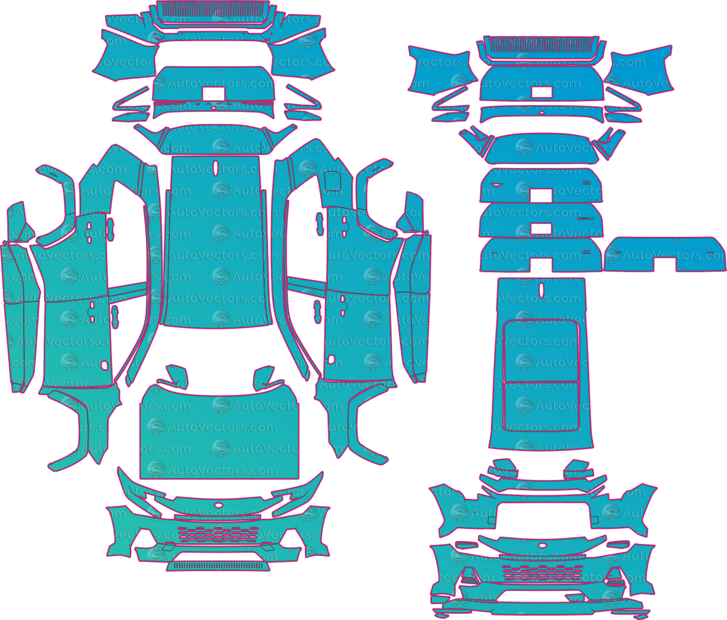 Toyota RAV4 SE (From 2026) SUV Pre-Cut PPF Pattern Templates – pre-cut PPF pattern templates, digital download vector files (CDR, AI, PDF, DXF, SVG)