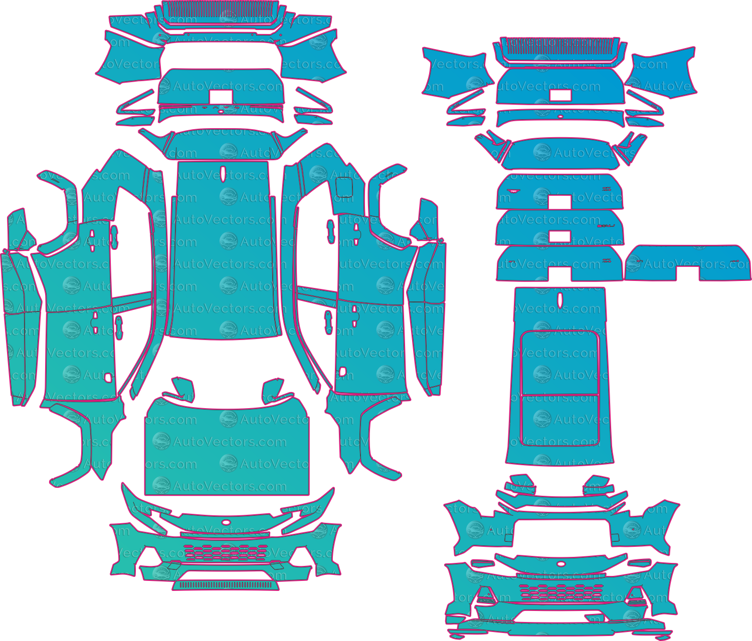 Toyota RAV4 SE (From 2026) SUV Pre-Cut PPF Pattern Templates – pre-cut PPF pattern templates, digital download vector files (CDR, AI, PDF, DXF, SVG)