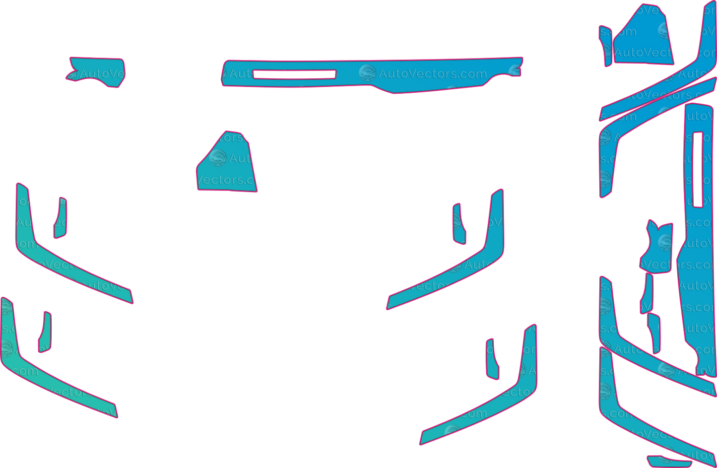 Toyota RAV4 XA40 Base (From 2013) Interior – interior pre-cut PPF pattern templates, instant digital download vector cut files (CDR, AI, PDF, SVG)