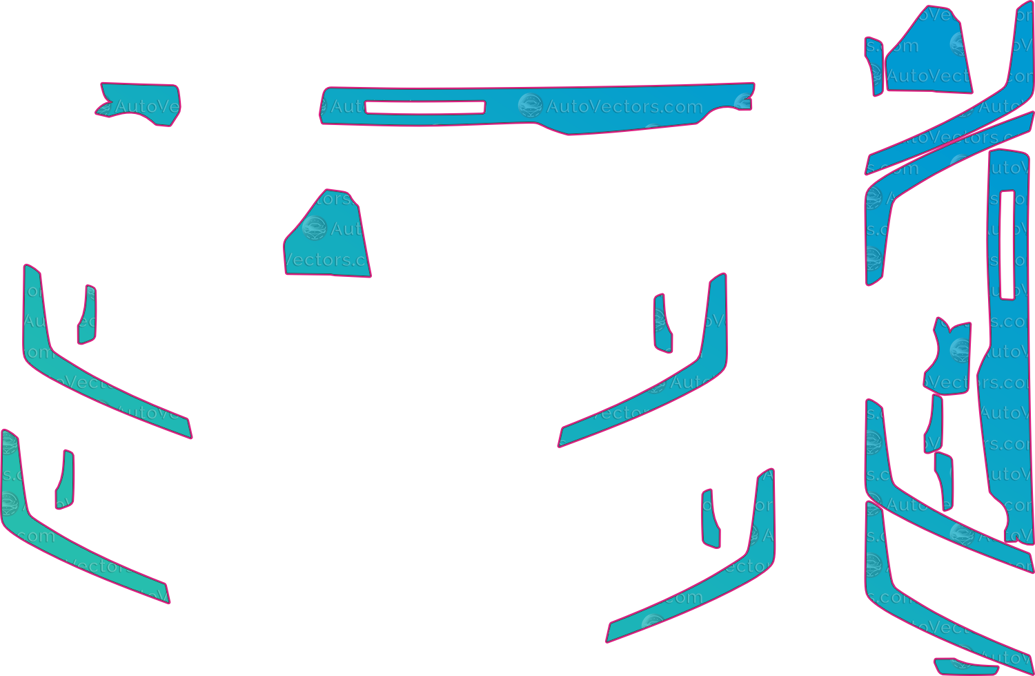Toyota RAV4 XA40 Base (From 2013) Interior – interior pre-cut PPF pattern templates, instant digital download vector cut files (CDR, AI, PDF, SVG)