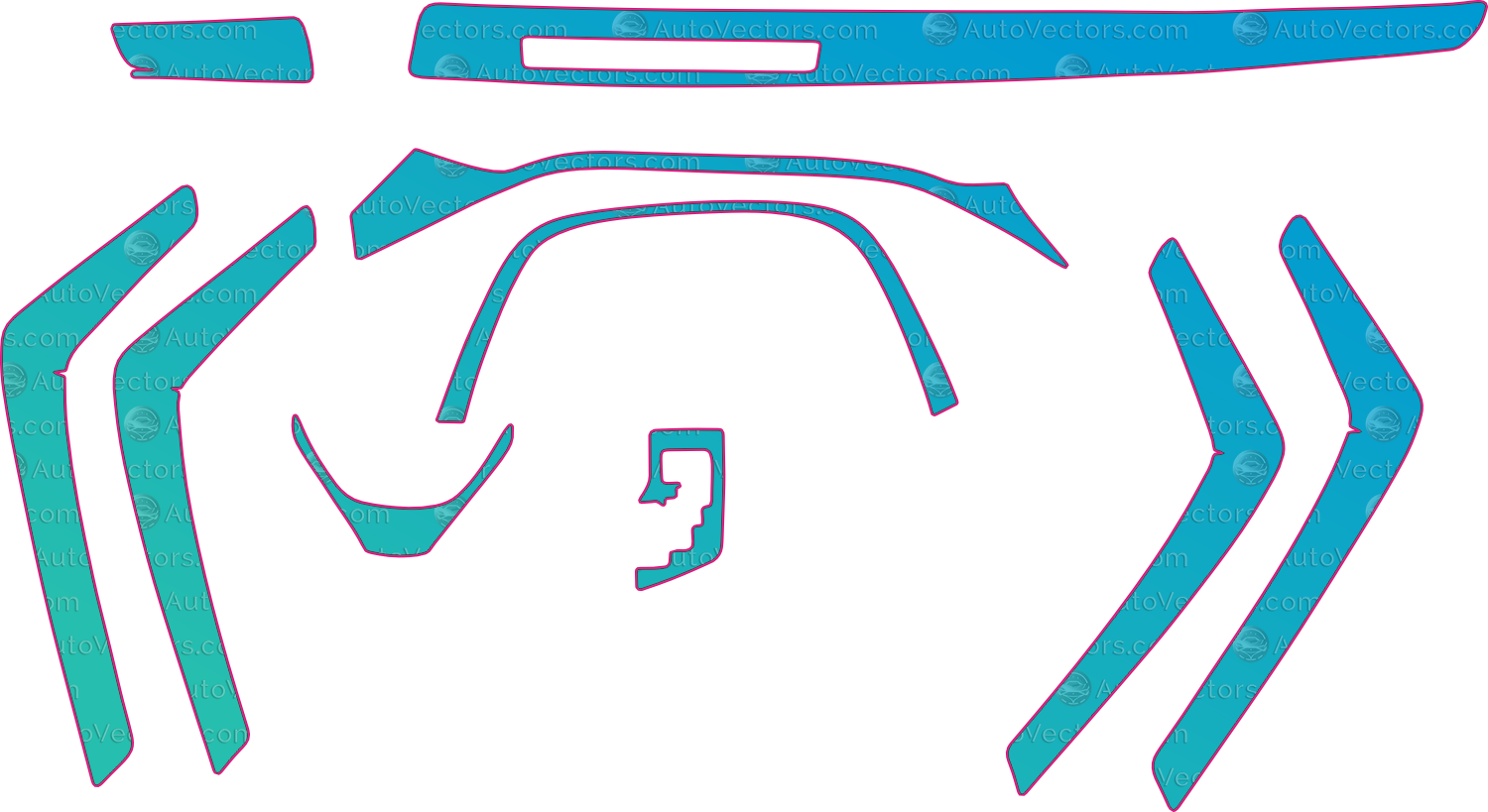 Toyota RAV4 XA40 Base (From 2016) SUV Interior – interior pre-cut PPF pattern templates, instant digital download vector cut files (CDR, AI, PDF, SVG)