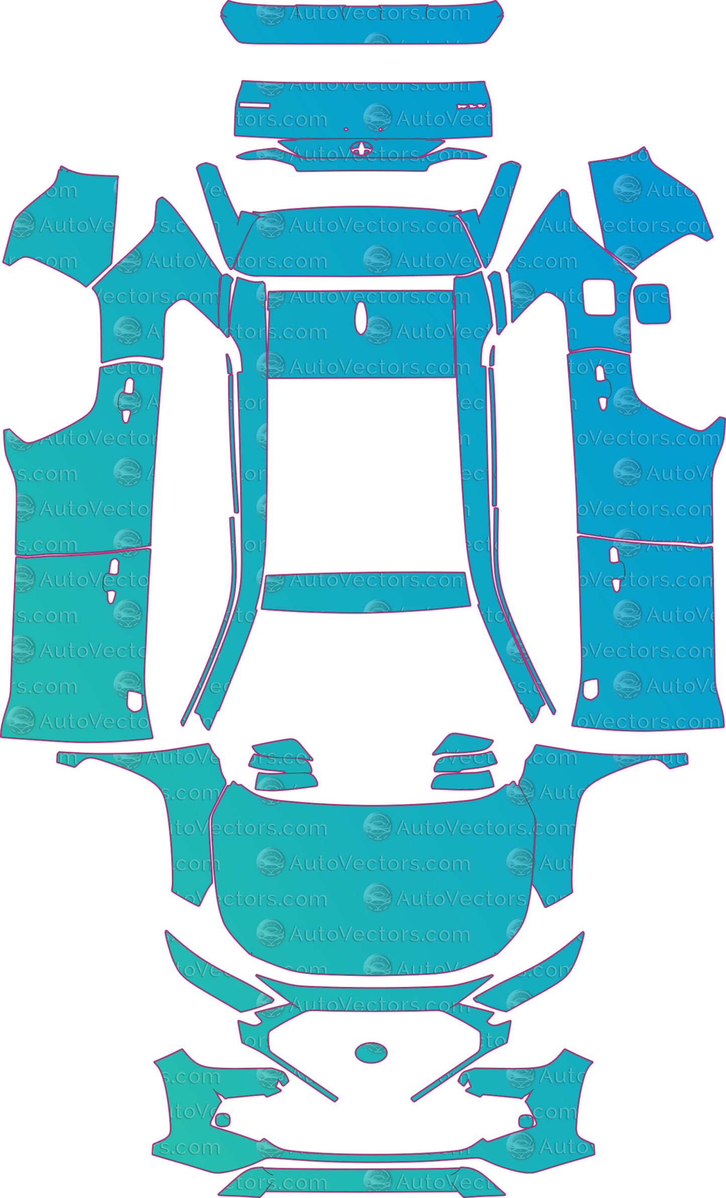 Toyota RAV4 XA50 Adventure-TRD Off-Road (From 2019) SUV – pre-cut PPF pattern templates, instant digital download vector cut files (CDR, AI, PDF, SVG)