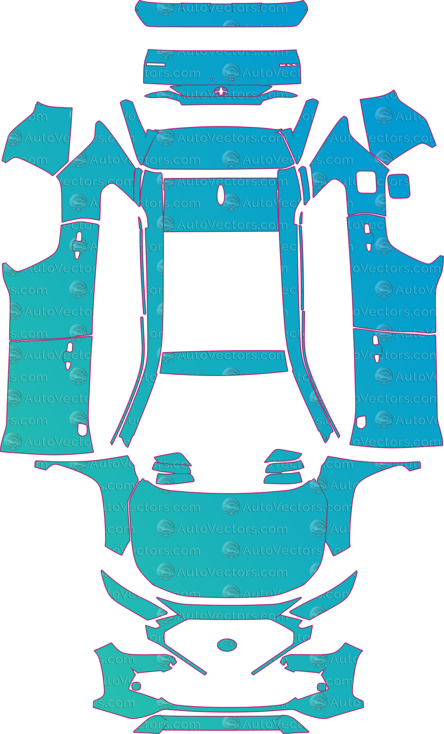 Toyota RAV4 XA50 Adventure-TRD Off-Road (From 2019) SUV – pre-cut PPF pattern templates, instant digital download vector cut files (CDR, AI, PDF, SVG)