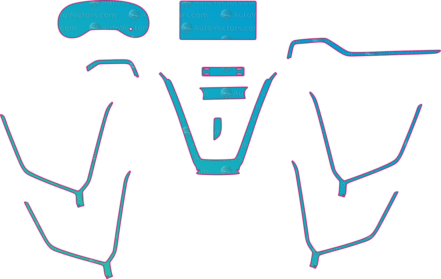 Toyota RAV4 XA50 Base (From 2020) SUV Interior – interior pre-cut PPF pattern templates, instant digital download vector cut files (CDR, AI, PDF, SVG)