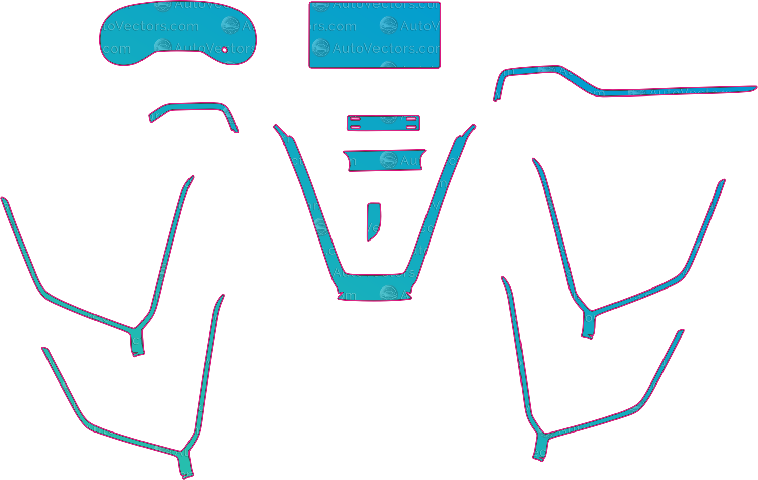 Toyota RAV4 XA50 Base (From 2020) SUV Interior – interior pre-cut PPF pattern templates, instant digital download vector cut files (CDR, AI, PDF, SVG)