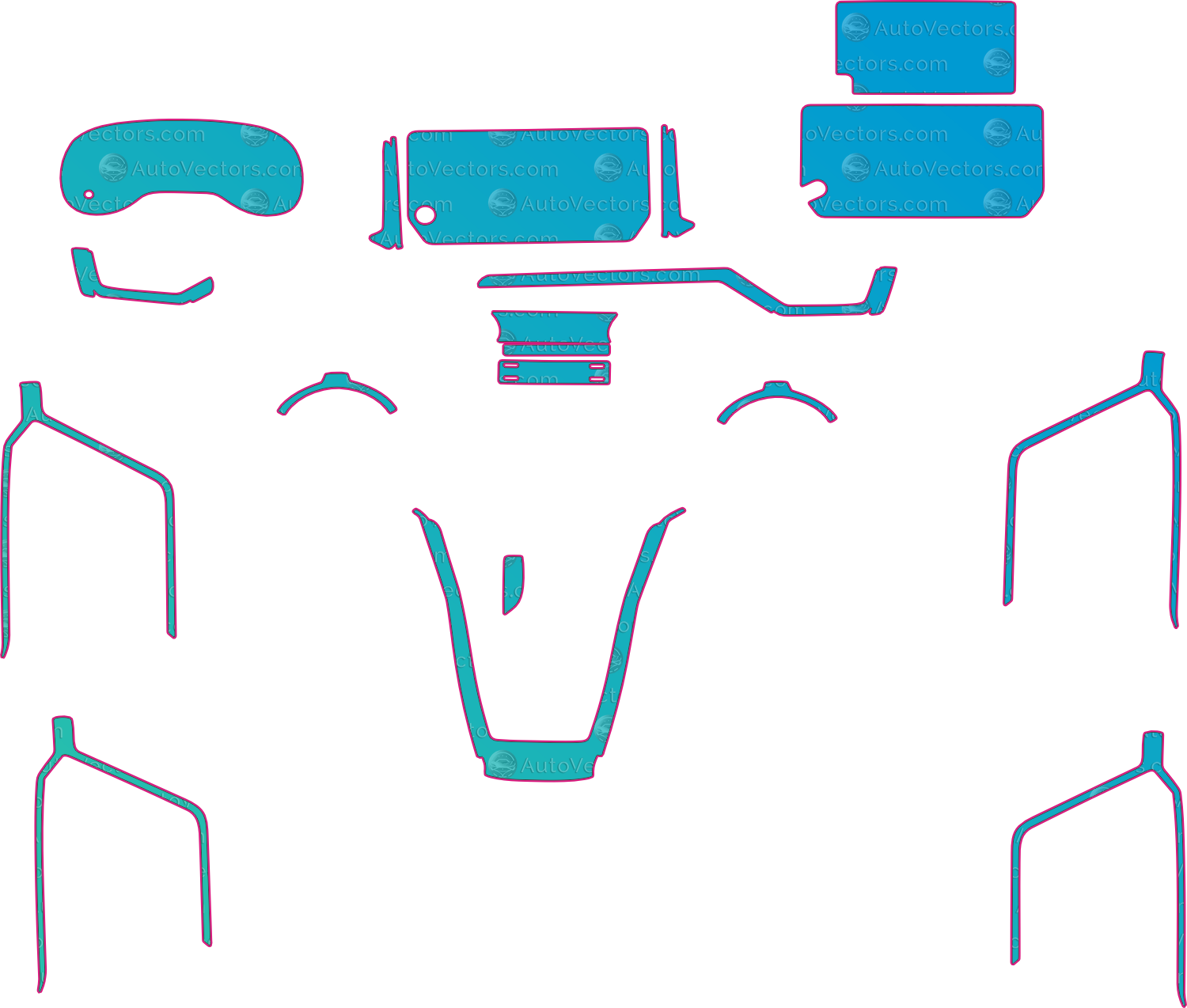 Toyota RAV4 XA50 Base (From 2024) SUV Interior – interior pre-cut PPF pattern templates, instant digital download vector cut files (CDR, AI, PDF, SVG)