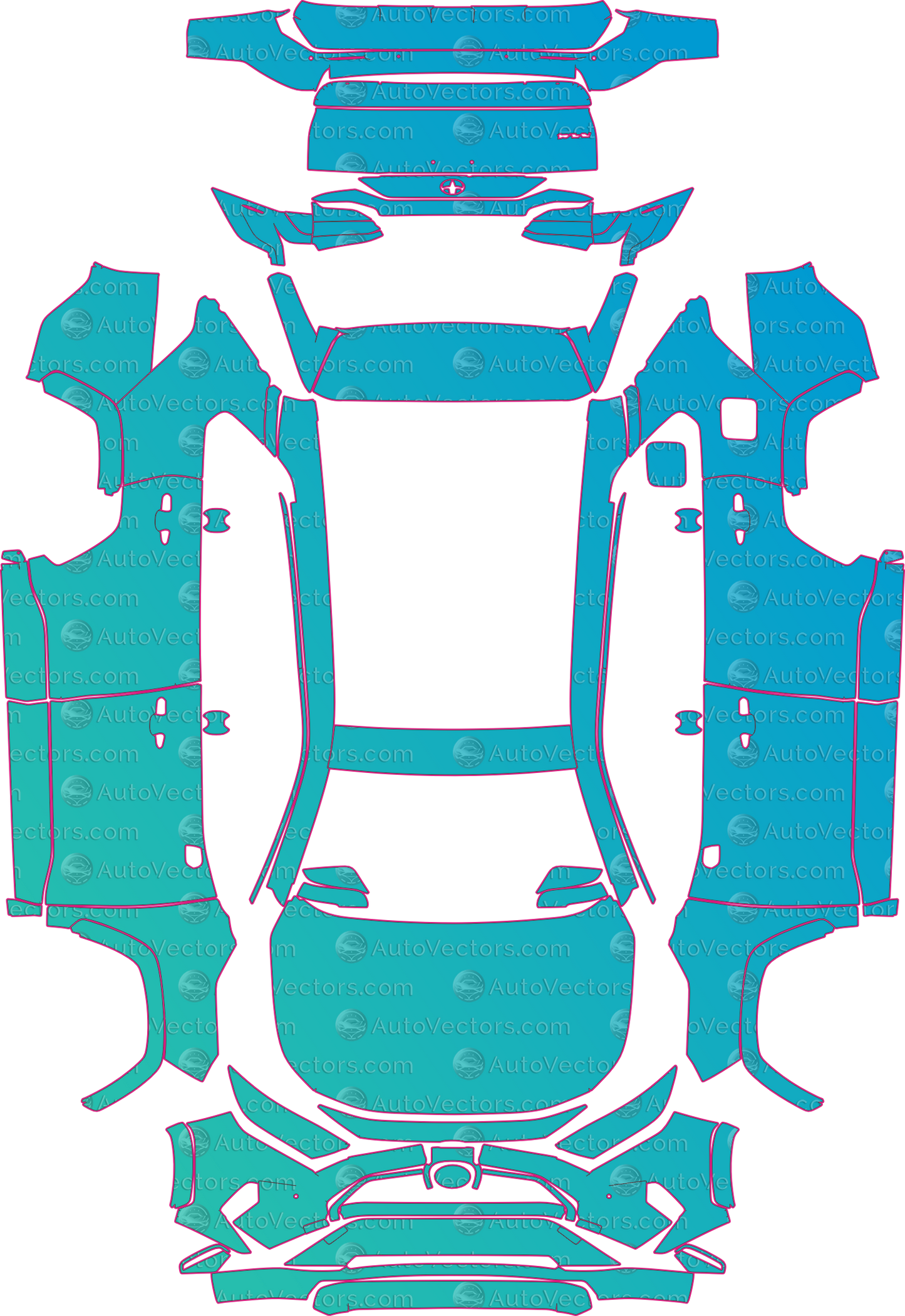 Toyota RAV4 XA50 Dynamic (From 2019) SUV – pre-cut PPF pattern templates, instant digital download vector cut files (CDR, AI, PDF, SVG)