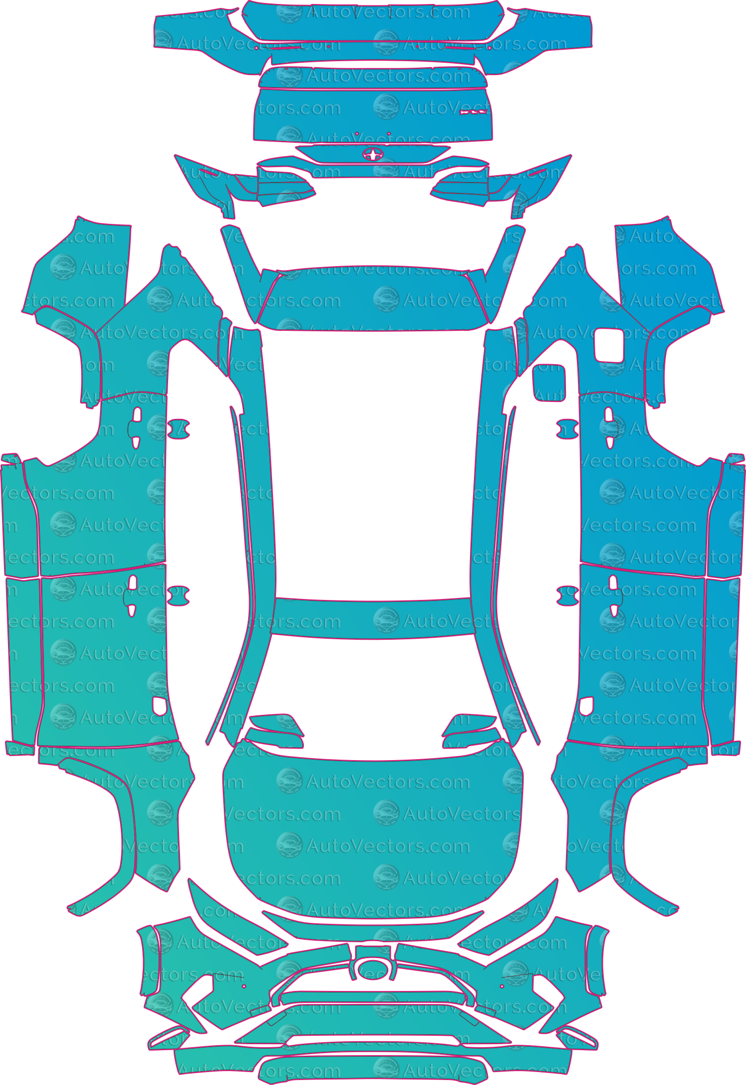 Toyota RAV4 XA50 Dynamic (From 2019) SUV – pre-cut PPF pattern templates, instant digital download vector cut files (CDR, AI, PDF, SVG)