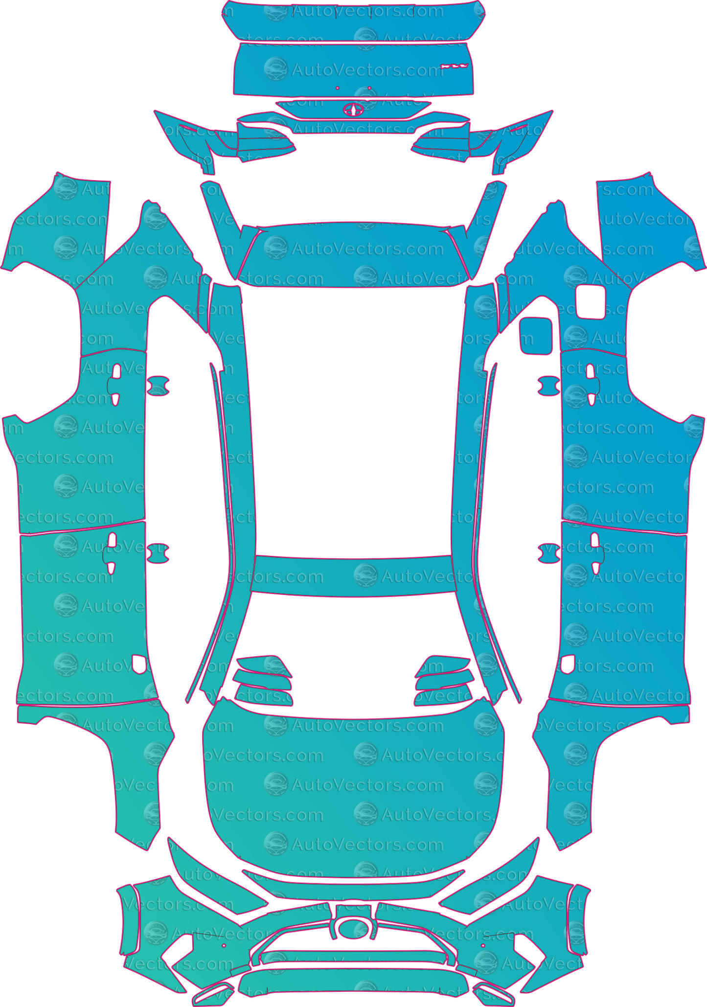 Toyota RAV4 XA50 Excel-Design-Icon (From 2019) SUV – pre-cut PPF pattern templates, instant digital download vector cut files (CDR, AI, PDF, SVG)