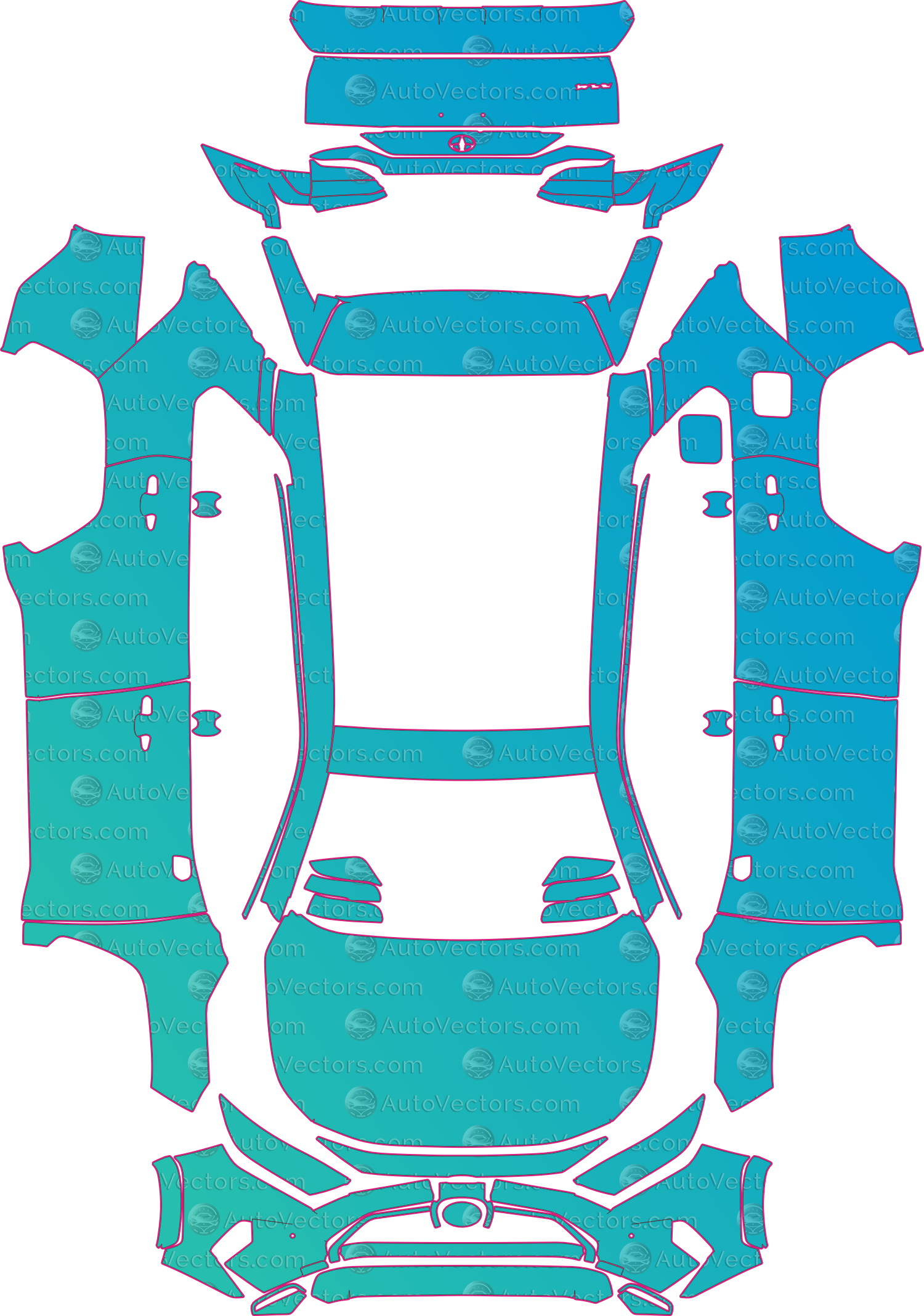 Toyota RAV4 XA50 Excel-Design-Icon (From 2019) SUV – pre-cut PPF pattern templates, instant digital download vector cut files (CDR, AI, PDF, SVG)