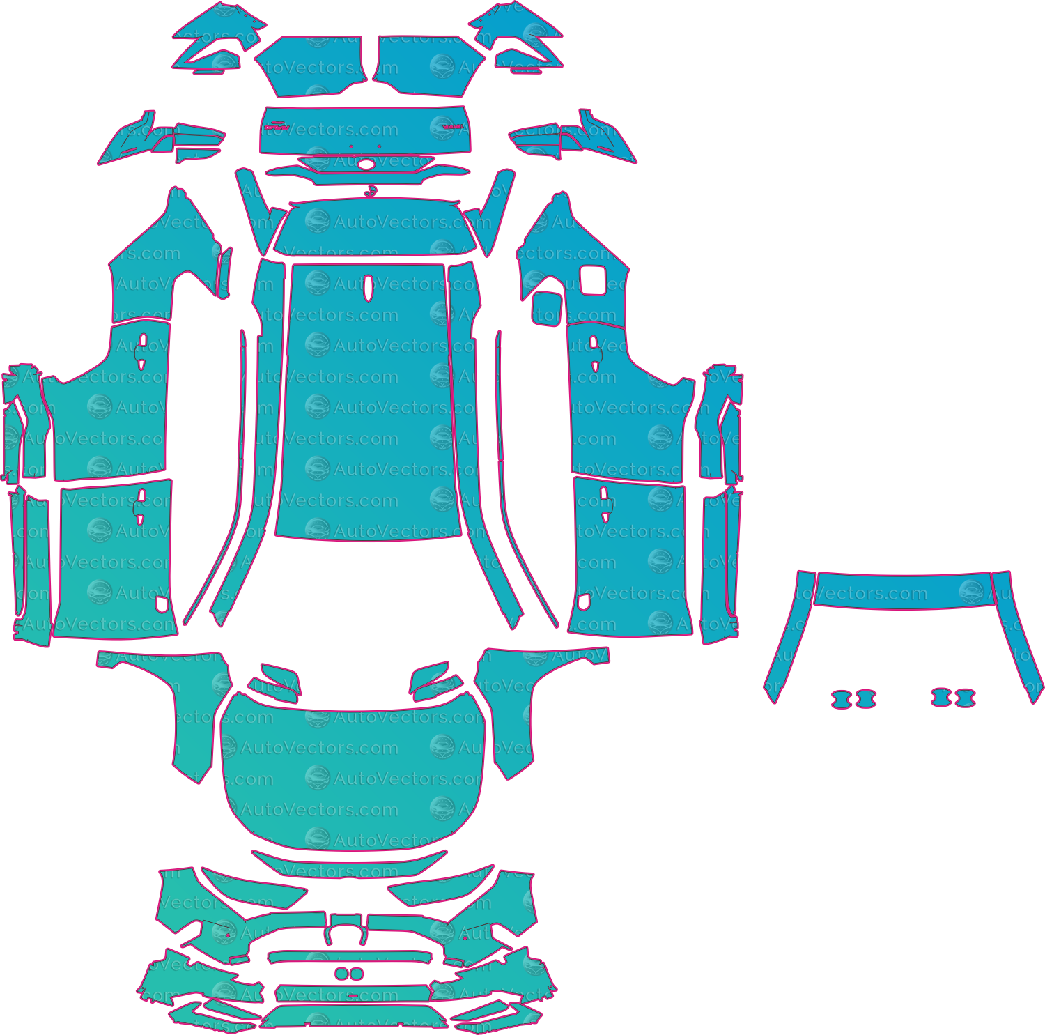 Toyota RAV4 XA50 Modelista (From 2023) SUV – pre-cut PPF pattern templates, instant digital download vector cut files (CDR, AI, PDF, SVG)