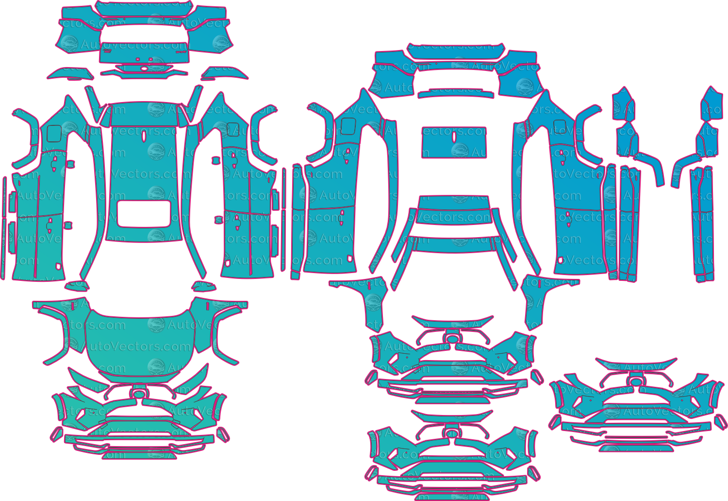 Toyota RAV4 XA50 XSE Plug-in Hybrid (From 2025) SUV – pre-cut PPF pattern templates, instant digital download vector cut files (CDR, AI, PDF, SVG)