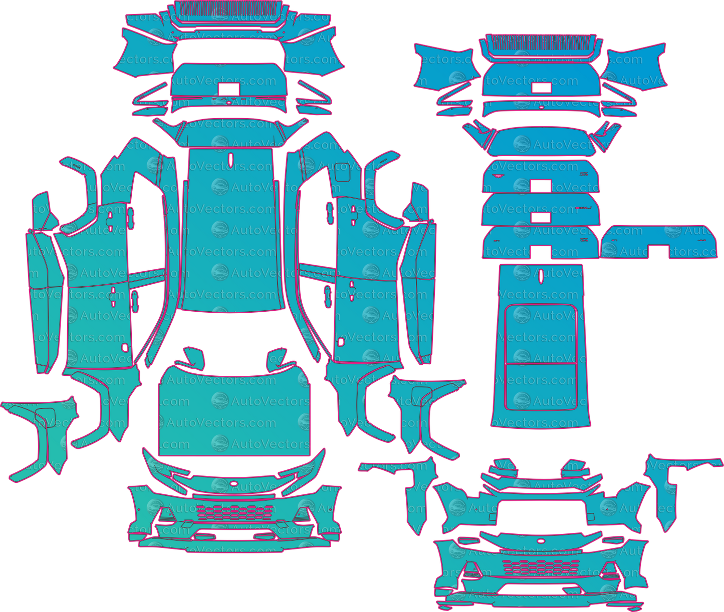 Toyota RAV4 XSE (From 2026) SUV Pre-Cut PPF Pattern Templates – pre-cut PPF pattern templates, digital download vector files (CDR, AI, PDF, DXF, SVG)