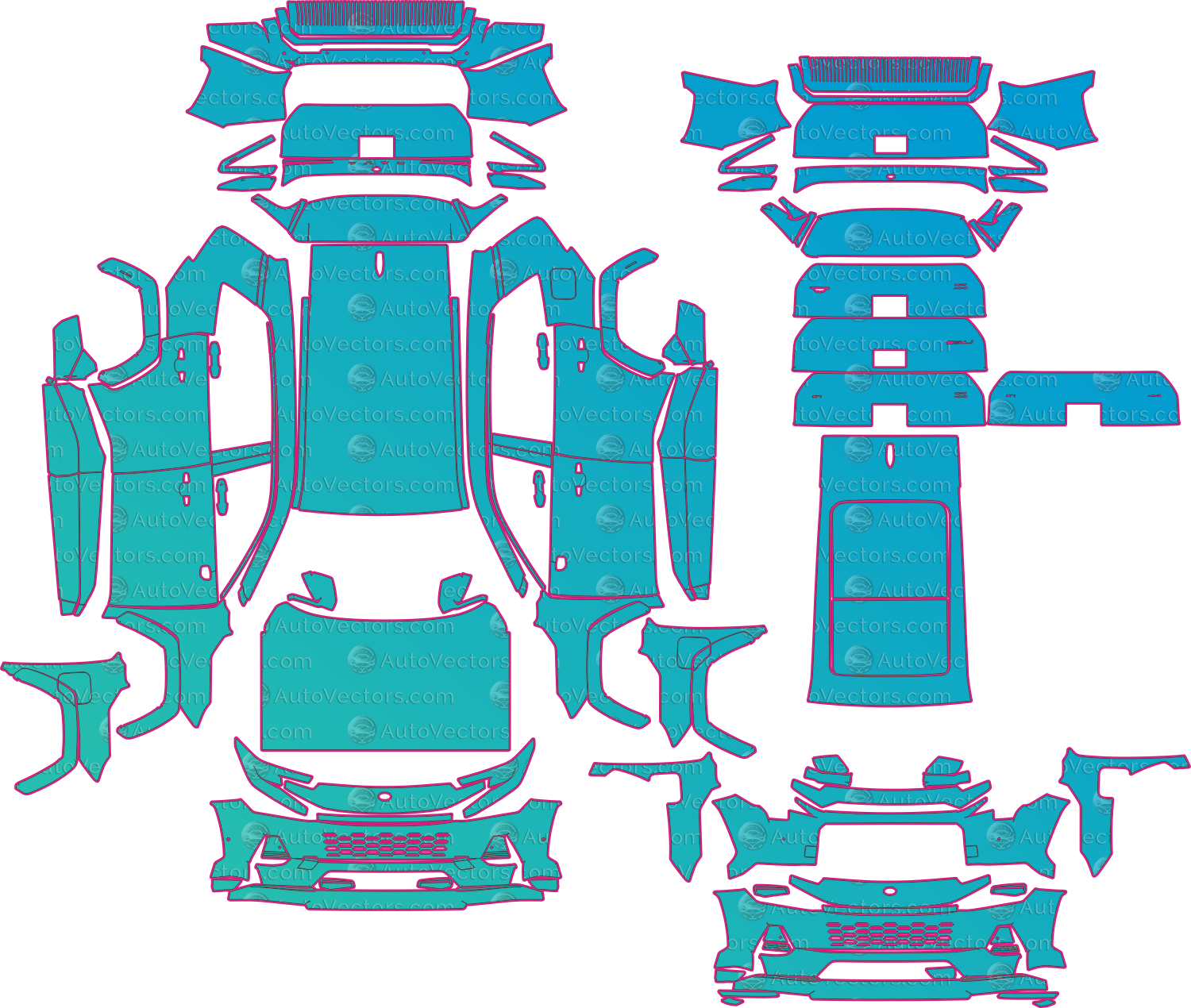 Toyota RAV4 XSE (From 2026) SUV Pre-Cut PPF Pattern Templates – pre-cut PPF pattern templates, digital download vector files (CDR, AI, PDF, DXF, SVG)