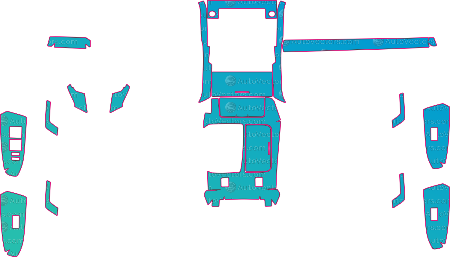 Toyota Reiz Base (From 2010) Interior – interior pre-cut PPF pattern templates, instant digital download vector cut files (CDR, AI, PDF, SVG)
