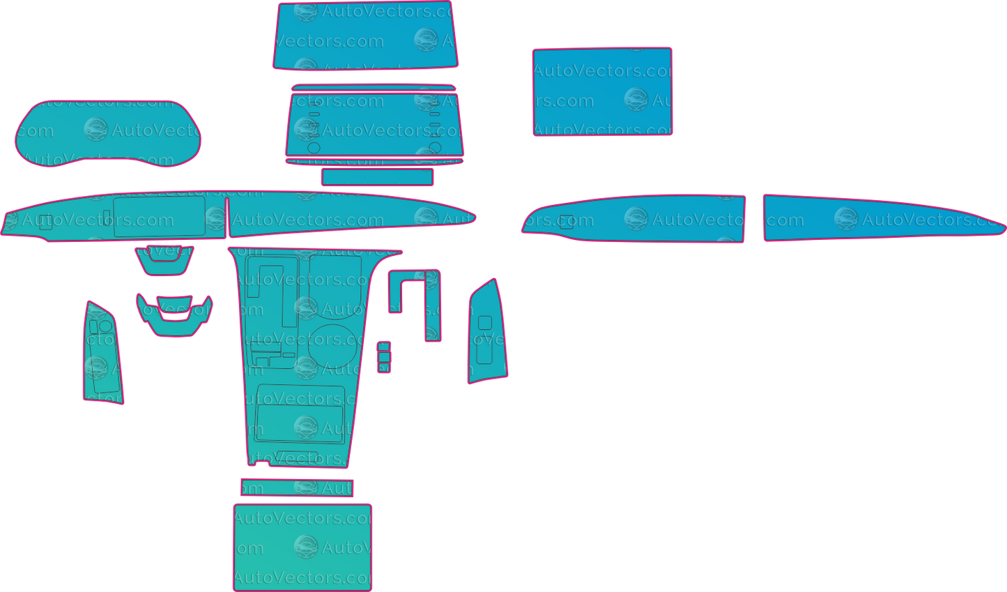 Toyota Serena (From 2022) Interior – interior pre-cut PPF pattern templates, instant digital download vector cut files (CDR, AI, PDF, SVG)