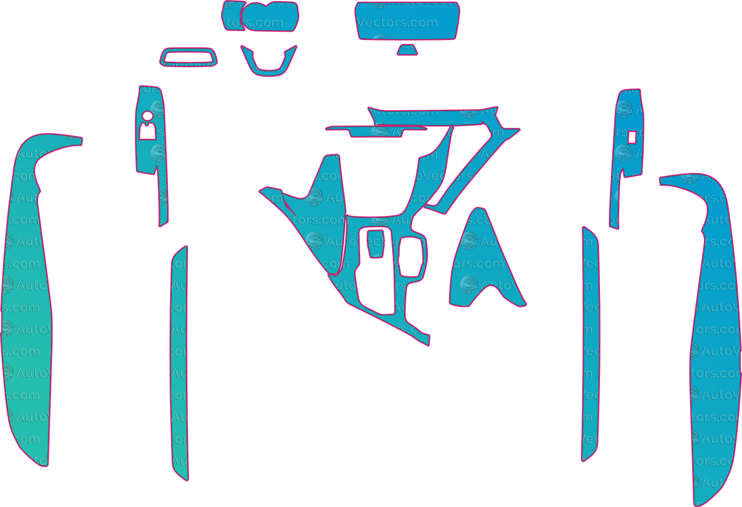Toyota Supra A90 Base (From 2021) Coupe Interior – interior pre-cut PPF pattern templates, instant digital download vector cut files (CDR, AI, PDF, SVG)