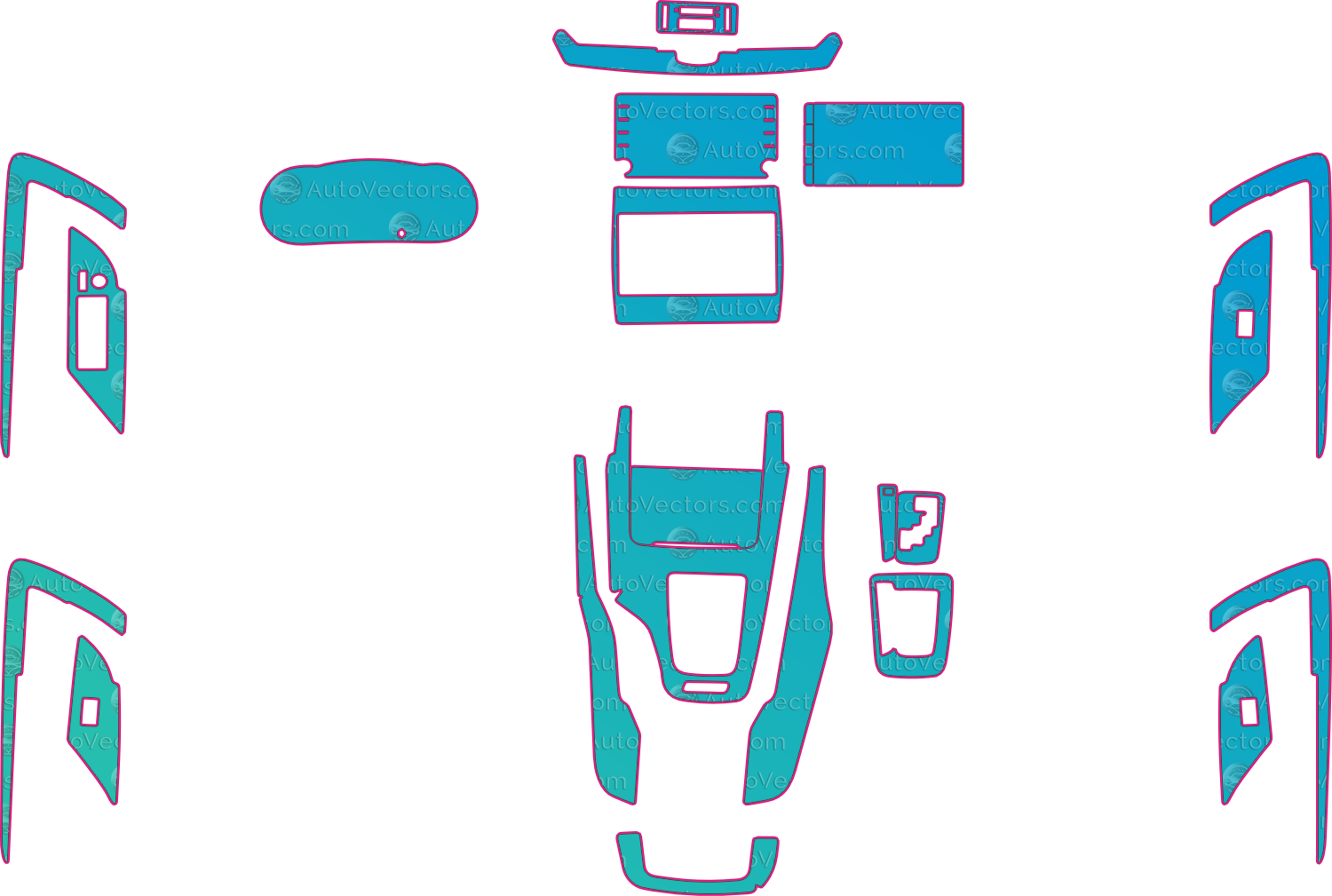 Toyota SW4 GR (From 2025) Interior – interior pre-cut PPF pattern templates, instant digital download vector cut files (CDR, AI, PDF, SVG)