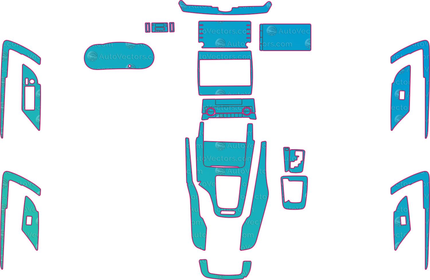 Toyota SW4 SRX (From 2024) SUV Interior – interior pre-cut PPF pattern templates, instant digital download vector cut files (CDR, AI, PDF, SVG)