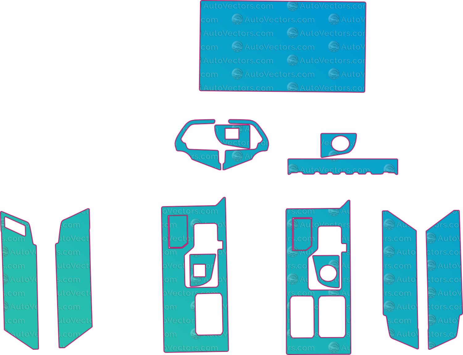 Toyota Tundra XK70 Base (From 2022) Pickup Interior – interior pre-cut PPF pattern templates, instant digital download vector cut files (CDR, AI, PDF, SVG)
