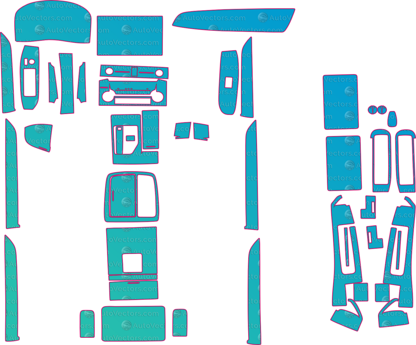 Toyota Vellfire (From 2020) Interior – interior pre-cut PPF pattern templates, instant digital download vector cut files (CDR, AI, PDF, SVG)