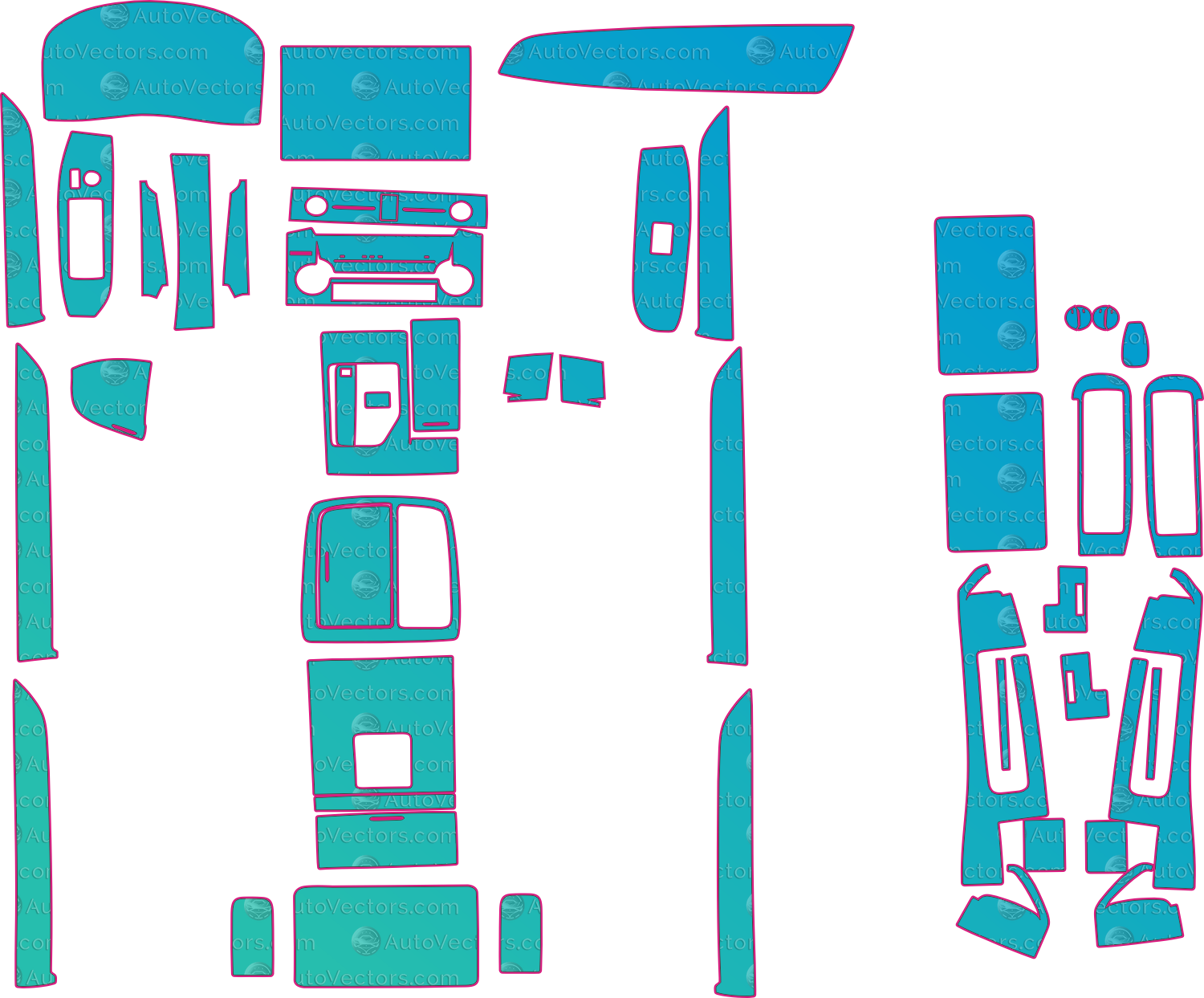Toyota Vellfire (From 2020) Interior – interior pre-cut PPF pattern templates, instant digital download vector cut files (CDR, AI, PDF, SVG)