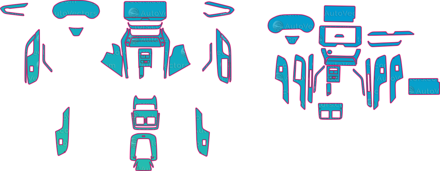 Toyota Venza Base (From 2022) SUV Interior – interior pre-cut PPF pattern templates, instant digital download vector cut files (CDR, AI, PDF, SVG)