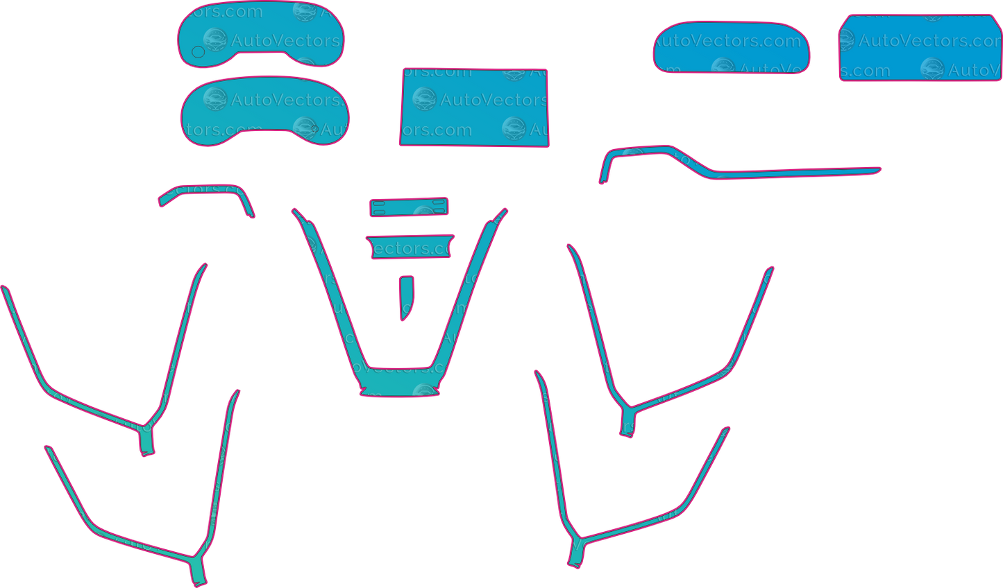 Toyota Wildlander (From 2020) SUV Interior – interior pre-cut PPF pattern templates, instant digital download vector cut files (CDR, AI, PDF, SVG)