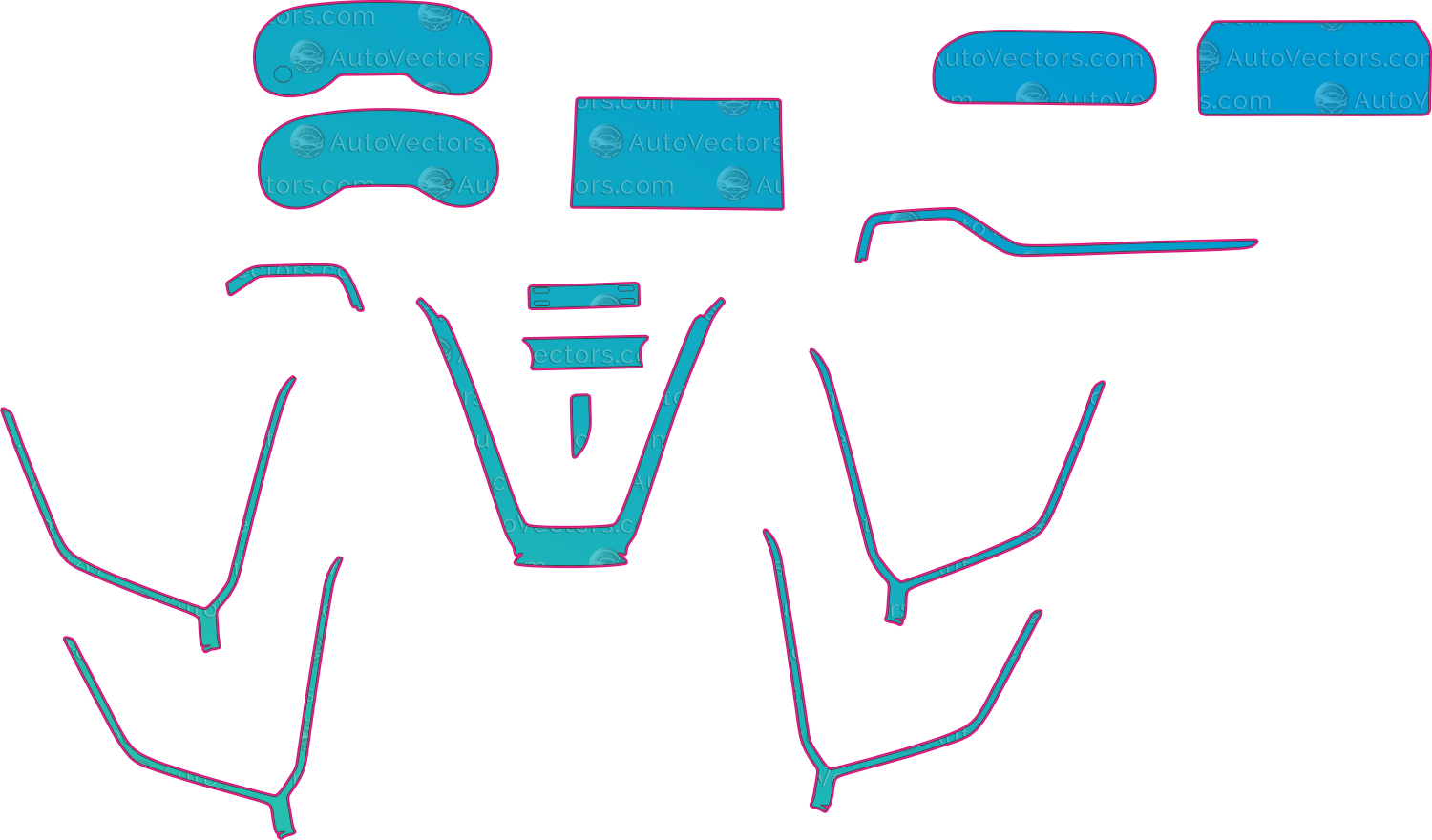 Toyota Wildlander (From 2020) SUV Interior – interior pre-cut PPF pattern templates, instant digital download vector cut files (CDR, AI, PDF, SVG)
