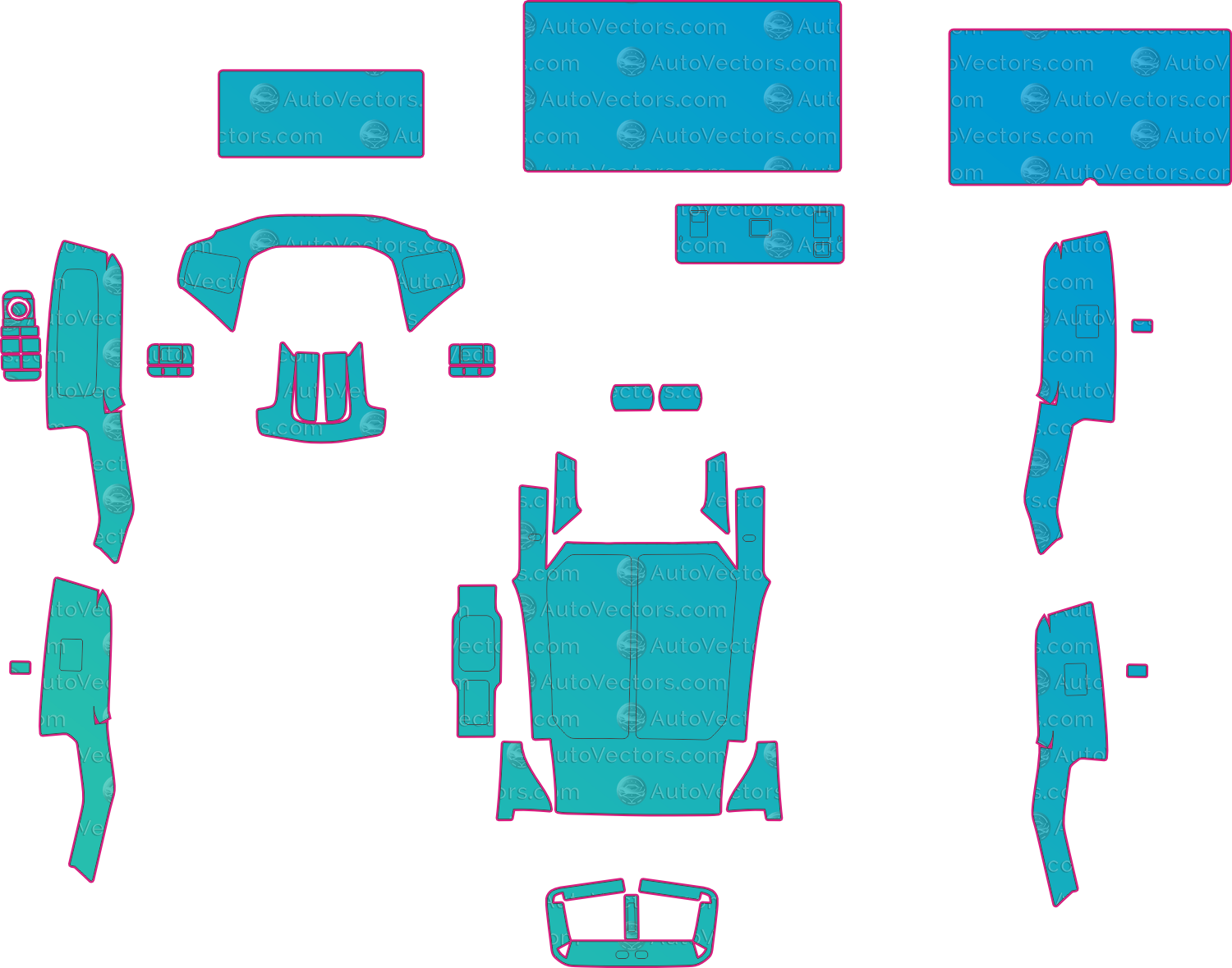 Toyota Wildlander (From 2026) SUV Interior – interior pre-cut PPF pattern templates, instant digital download vector cut files (CDR, AI, PDF, SVG)