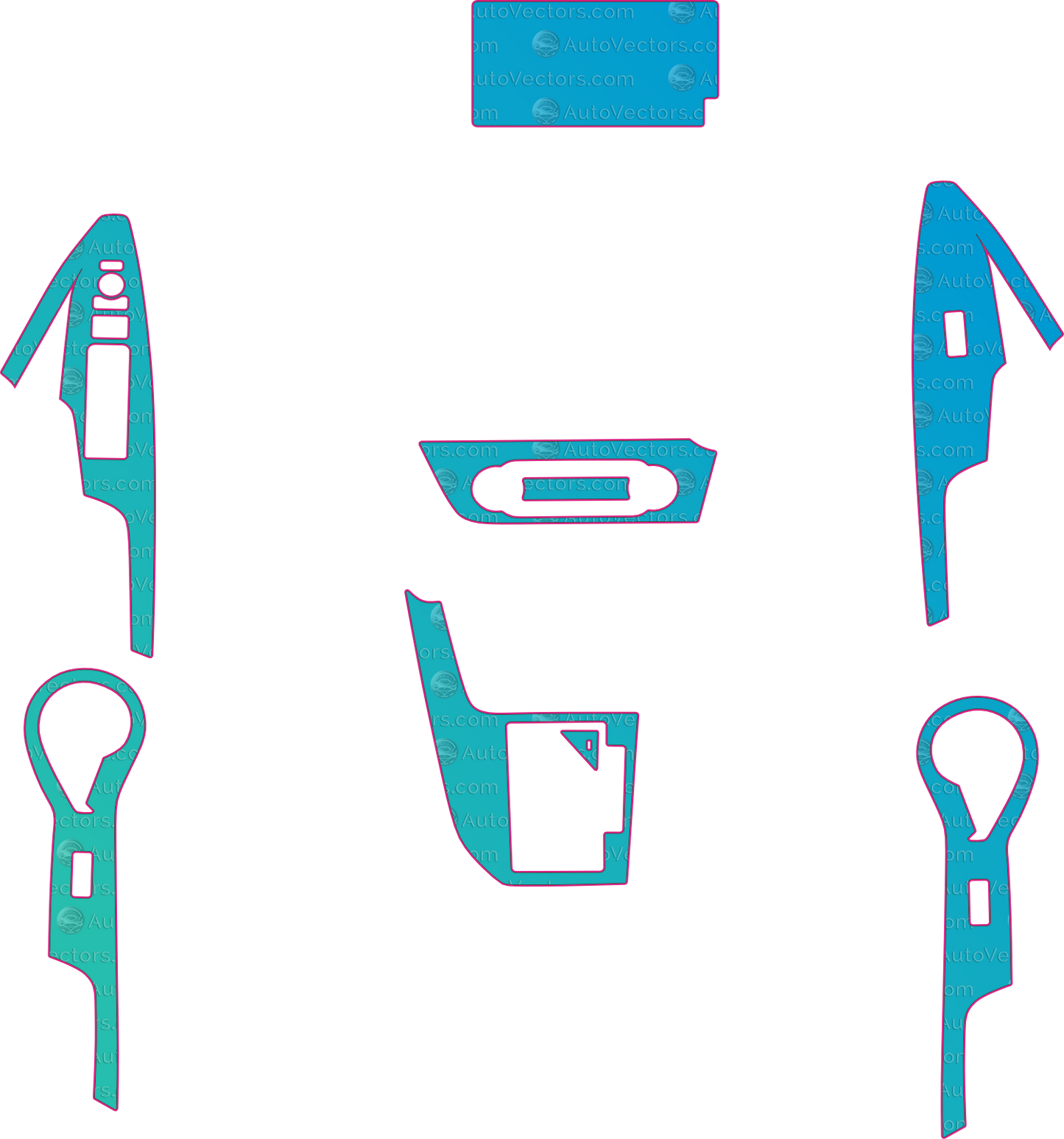 Toyota YariS (From 2020) Interior – interior pre-cut PPF pattern templates, instant digital download vector cut files (CDR, AI, PDF, SVG)