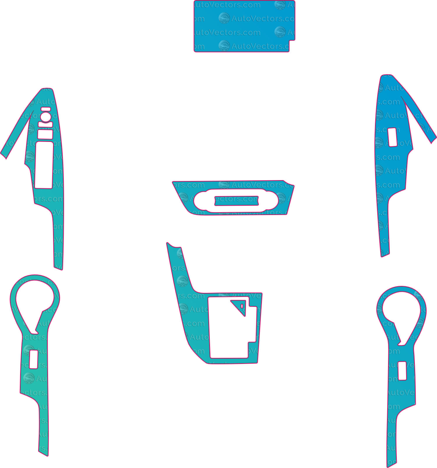 Toyota YariS (From 2020) Interior – interior pre-cut PPF pattern templates, instant digital download vector cut files (CDR, AI, PDF, SVG)