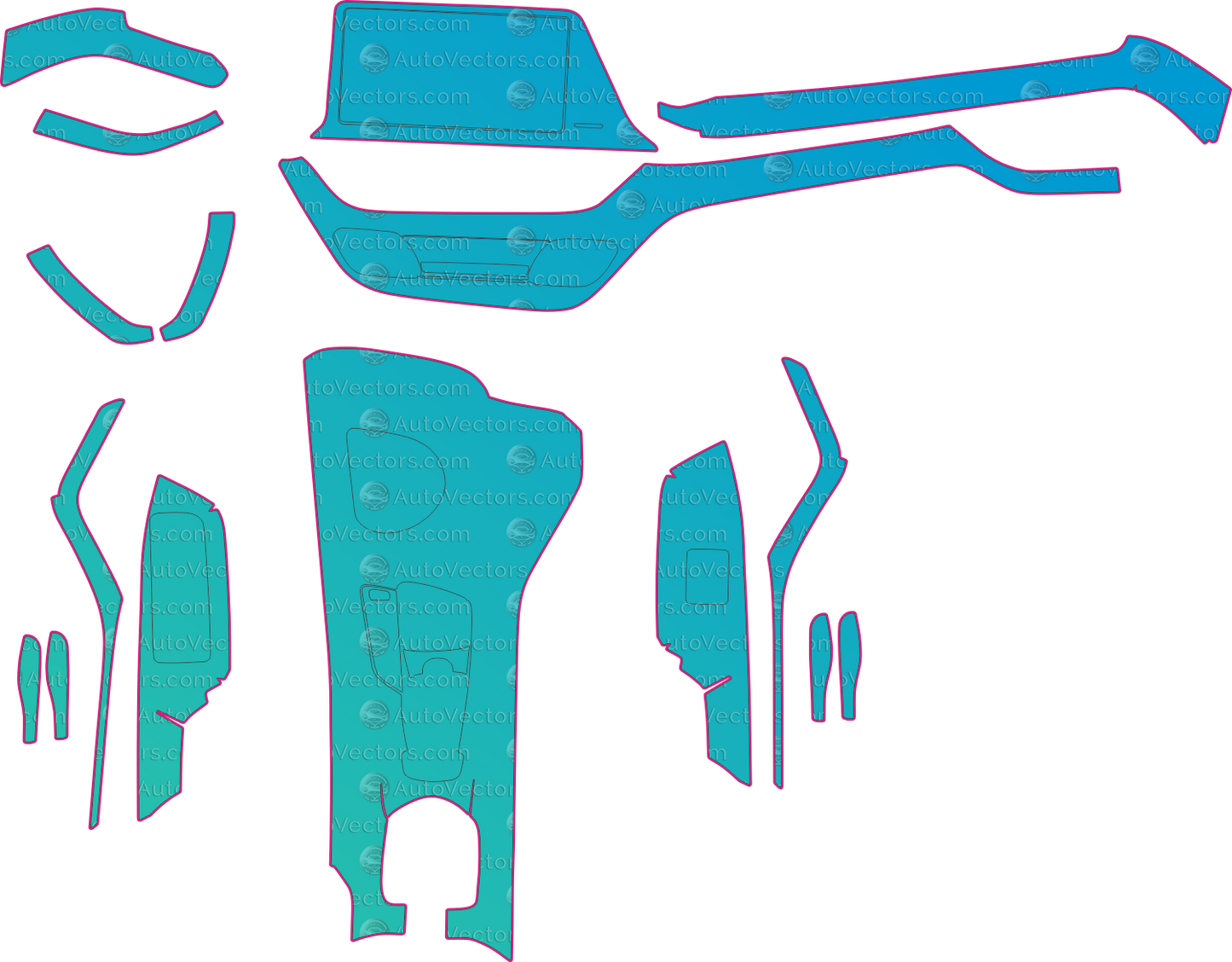 Toyota Yize (From 2018) Interior – interior pre-cut PPF pattern templates, instant digital download vector cut files (CDR, AI, PDF, SVG)