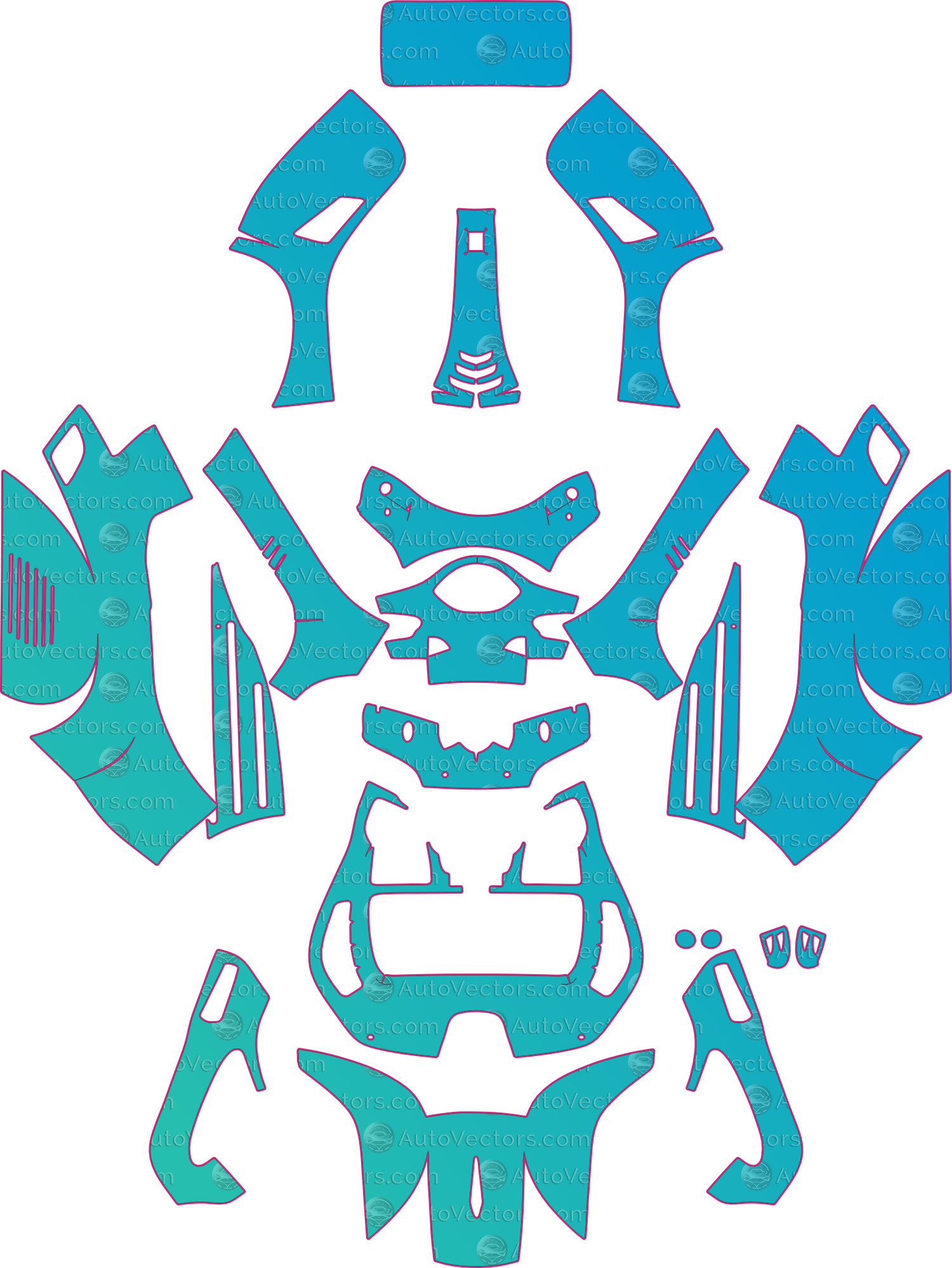 Vespa 300 (From 2020) Moto – motorcycle pre-cut PPF pattern templates, instant digital download vector cut files (CDR, AI, PDF, SVG)