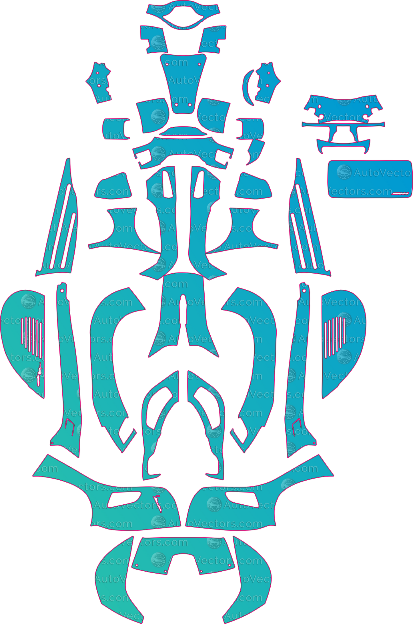 Vespa 300GT Square light (From 2020) Moto – motorcycle pre-cut PPF pattern templates, instant digital download vector cut files (CDR, AI, PDF, SVG)