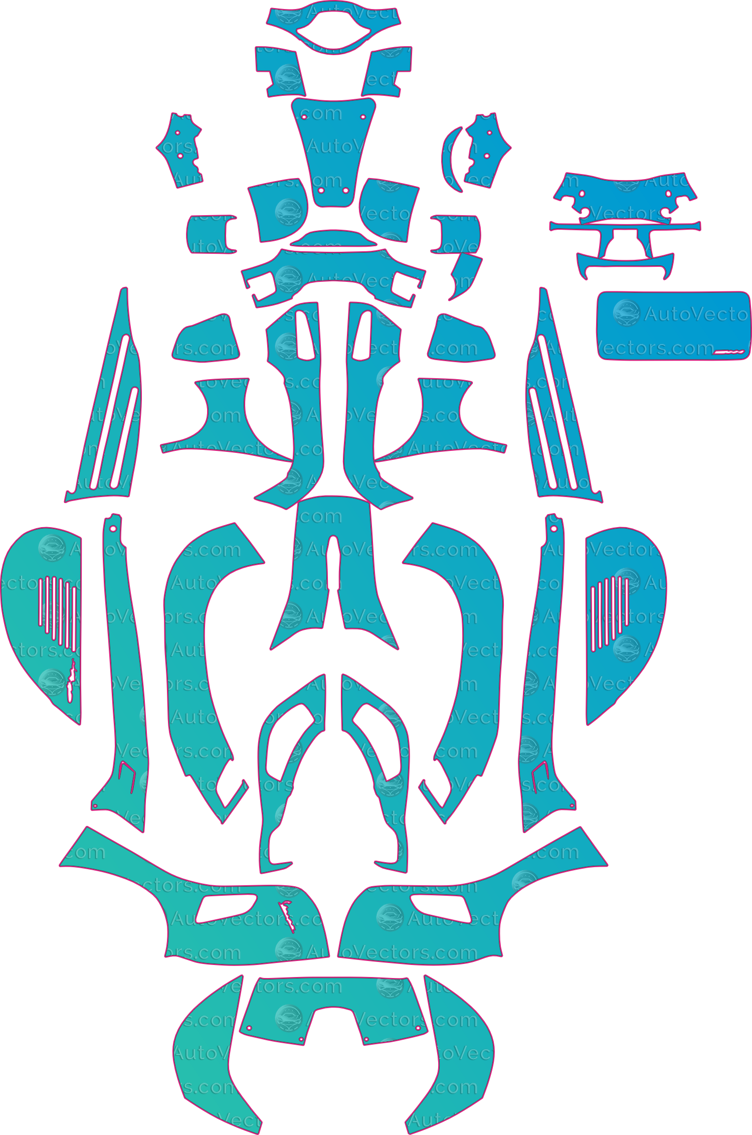 Vespa 300GT Square light (From 2020) Moto – motorcycle pre-cut PPF pattern templates, instant digital download vector cut files (CDR, AI, PDF, SVG)