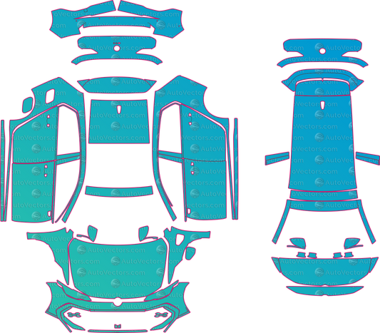 Volkswagen Golf GTE Mk8.5 (From 2025) Hatchback Pre-Cut PPF Pattern Templates – pre-cut PPF pattern templates, digital download vector files (CDR, AI, PDF, DXF, SVG)