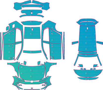 Volkswagen Golf GTI (From 2025) Hatchback Pre-Cut PPF Pattern Templates – pre-cut PPF pattern templates, digital download vector files (CDR, AI, PDF, DXF, SVG)