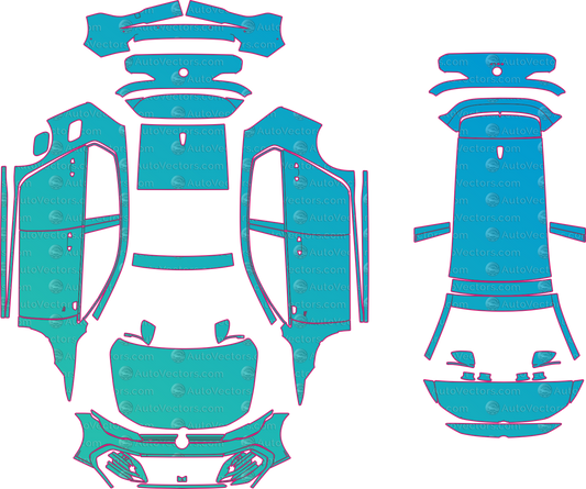 Volkswagen Golf Mk8 R-line (From 2024) Hatchback Pre-Cut PPF Pattern Templates – pre-cut PPF pattern templates, digital download vector files (CDR, AI, PDF, DXF, SVG)
