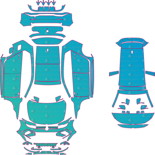 Volkswagen Golf R Mk8 (From 2025) Hatchback Pre-Cut PPF Pattern Templates – pre-cut PPF pattern templates, digital download vector files (CDR, AI, PDF, DXF, SVG)