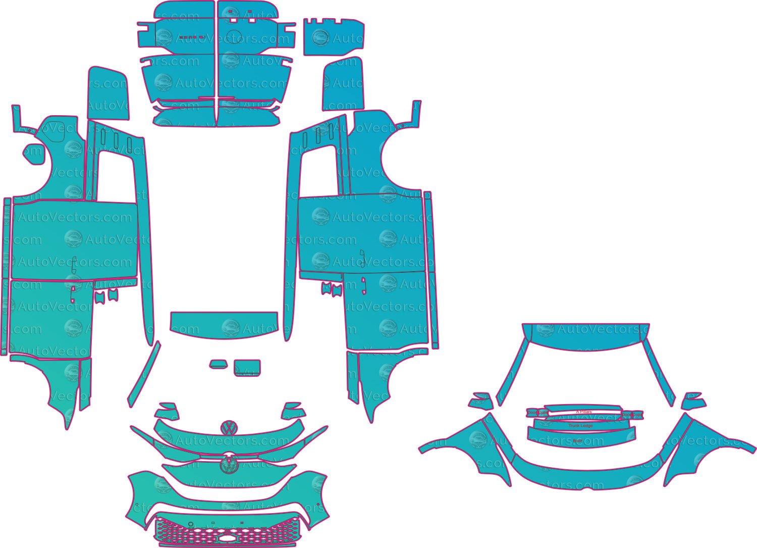 Volkswagen ID. Buzz Cargo (From 2023) Van Pre-Cut PPF Pattern Templates – pre-cut PPF pattern templates, digital download vector files (CDR, AI, PDF, DXF, SVG)