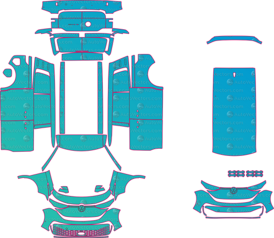 Volkswagen ID. Buzz Cargo V2 (From 2023) Van Pre-Cut PPF Pattern Templates – pre-cut PPF pattern templates, digital download vector files (CDR, AI, PDF, DXF, SVG)