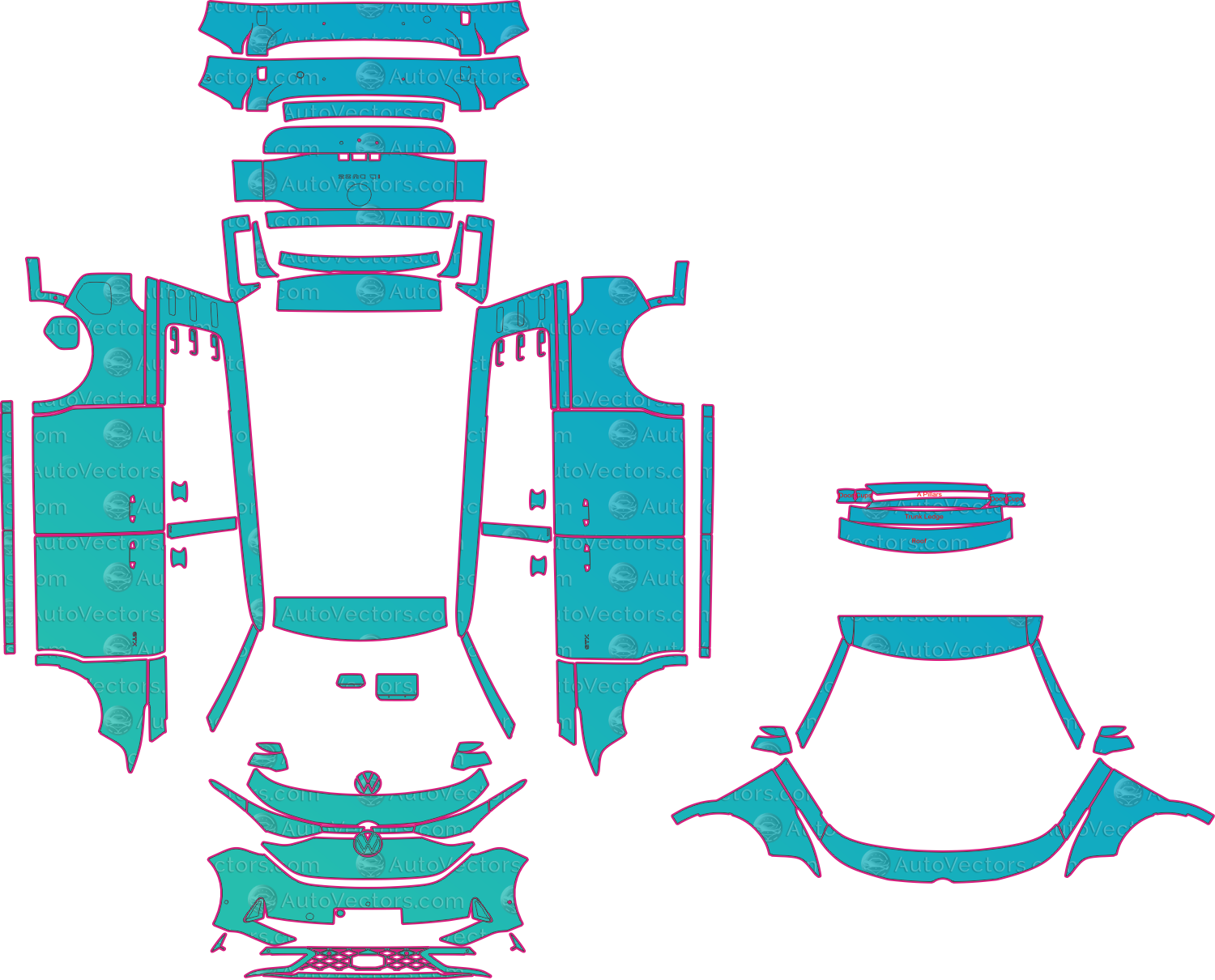 Volkswagen ID. Buzz GTX (From 2024) Van Pre-Cut PPF Pattern Templates – pre-cut PPF pattern templates, digital download vector files (CDR, AI, PDF, DXF, SVG)