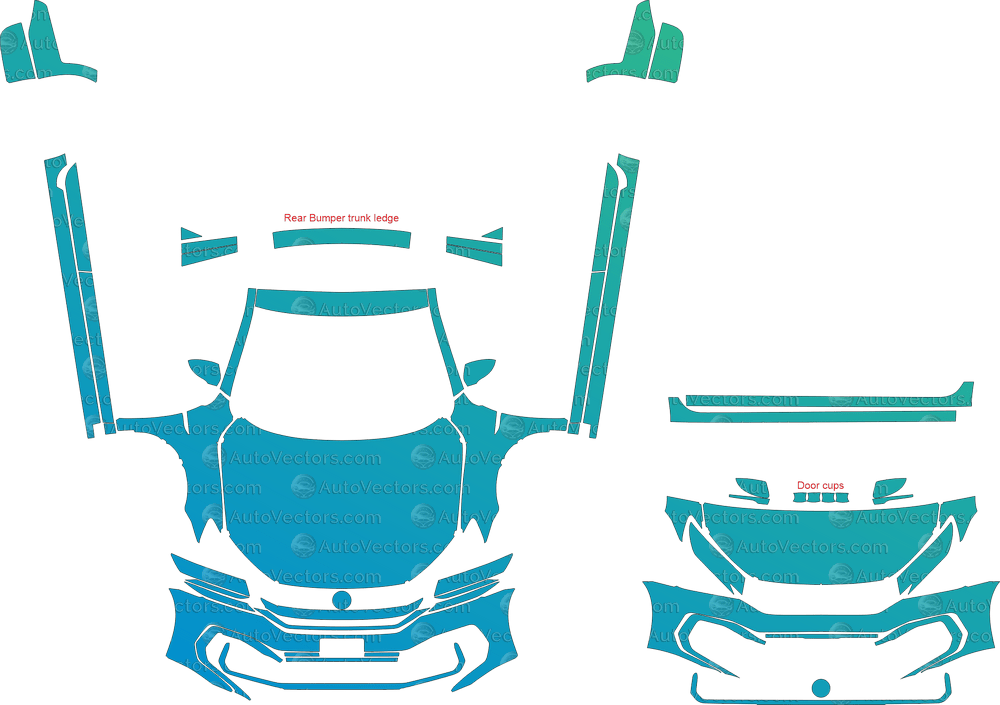 Volkswagen Passat R - Line (2020 - 2022) Sedan pre-cut PPF vector template download